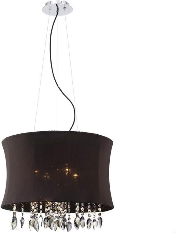 Inspired Niki Pendelleuchte, 4-flammig, E14, schwarzer Schirm, poliertes Chrom/Rauchkristall