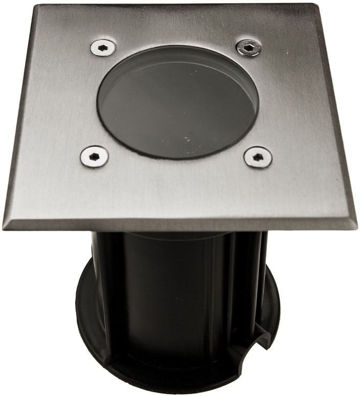 Quadratische begehbare Bodenlampenfassung GU10 (max. 35 w), Schwarz und Stahl, IP65 - V-tac