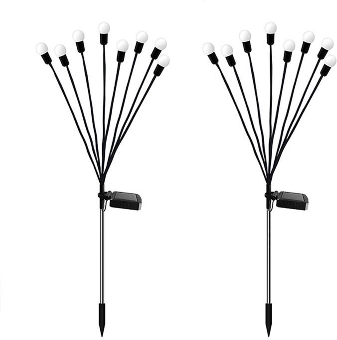 2er-Set Solarleuchten, led, IP65, fest montiert, Lichtsensor, schwarz