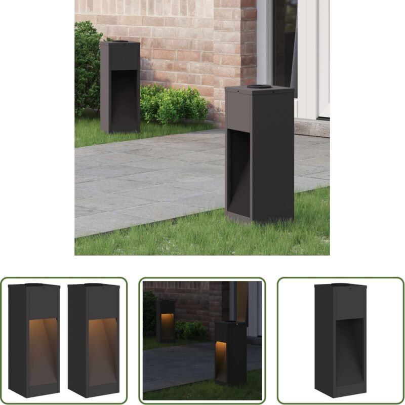 vidaXL LED-Wegeleuchte - Solar LED Wegeleuchte 2 pcs Schwarz Kalt gewalzter Stahl
