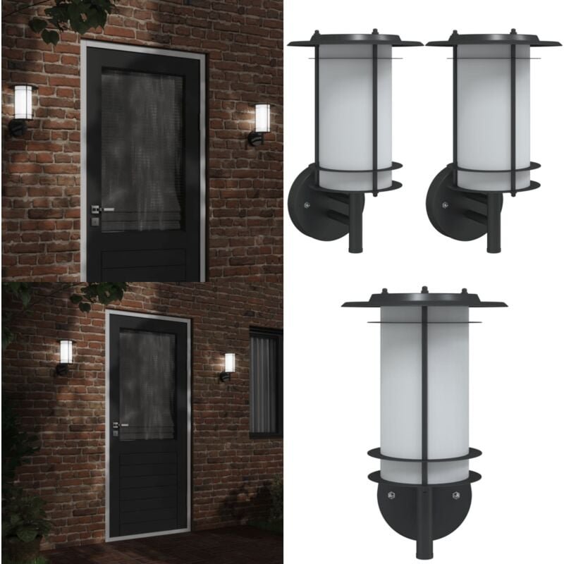 Außenwandleuchten 2 Stk. Schwarz Edelstahl - Außenwandleuchte - led Wandleuchte - Gartenleuchte - Edelstahl Leuchte - IP...