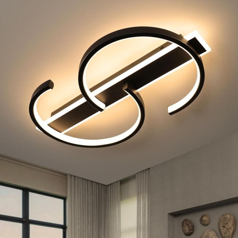 Dimmbare schwarze LED-Deckenleuchte, 35 W, Ringlicht für Wohnzimmer, Schlafzimmer, Büro, modern, 40 cm, schwarz [Energie...