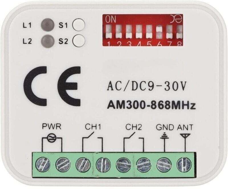 Universeller Empfänger, kompatibel mit der Doorhan 433,92-MHz-Fernbedienung, 2-Kanal-Funkempfänger (433–868 MHz), Rollin...