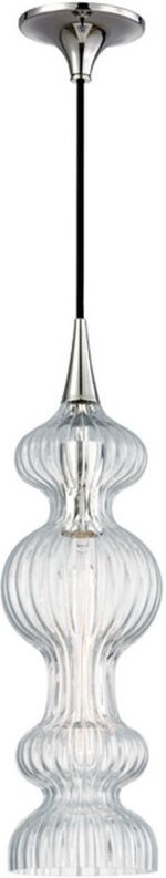 Pomfret 1 Pendelleuchte mit klarem Glas Nickel poliert, Glas