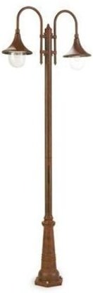 Lampenmast 2 Lichter Struktur aus rostfarbenem Aluminiumdruckguss H.230 cm