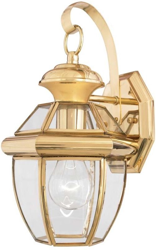 Elstead - Newbury - 1 Licht Außenwand Wandlaterne Licht Messing poliert IP44, E27