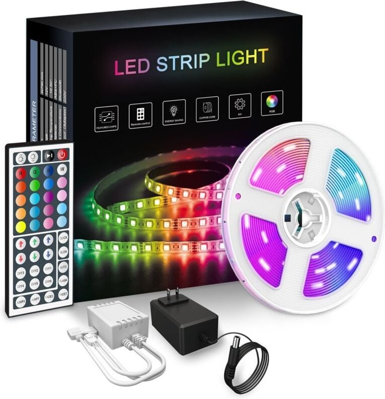Ineasicer - LED-Lichtstreifen, RGB-LED-Lichtleiste, 10 m LED-Streifen mit 300 LEDs, selbstklebender ferngesteuerter Stre...