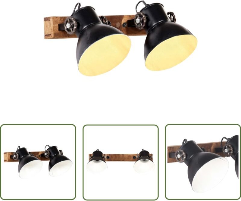 The Living Store Wandlampe Industriestil Schwarz 45x25 cm E27 - Industrielampen - Wandlampentyp - Eisenmöbel - Wohnraumb...