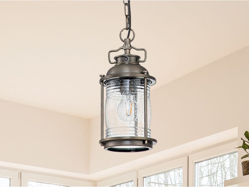 Meinewunschleuchte - led Kleine Industrial Pendelleuchte für Innen & Außen, Bronze Ø15cm