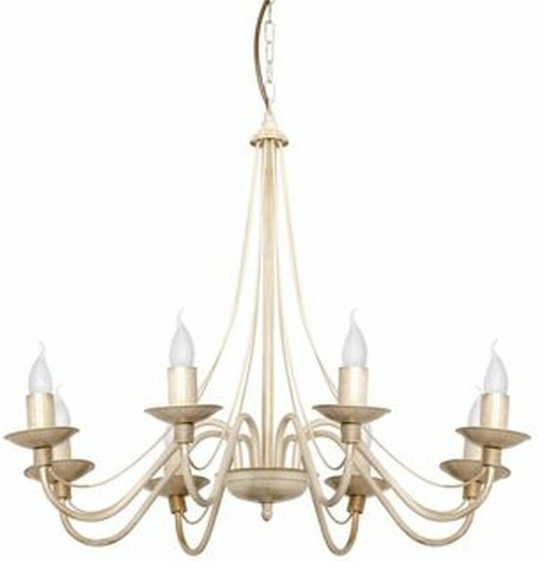 Kronleuchter E14 Creme Metall Rustikal Lüster