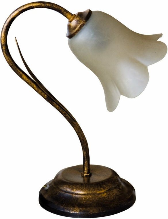 Lampe 1xE14 mit braunem Rahmen und Nuvolato-Glas