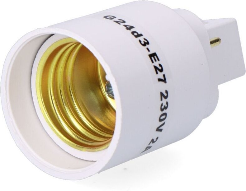 G24D3 auf E27 Konverter, 2 auf 230 V, weiß, ø37 x 67 mm (eingeschweißt)