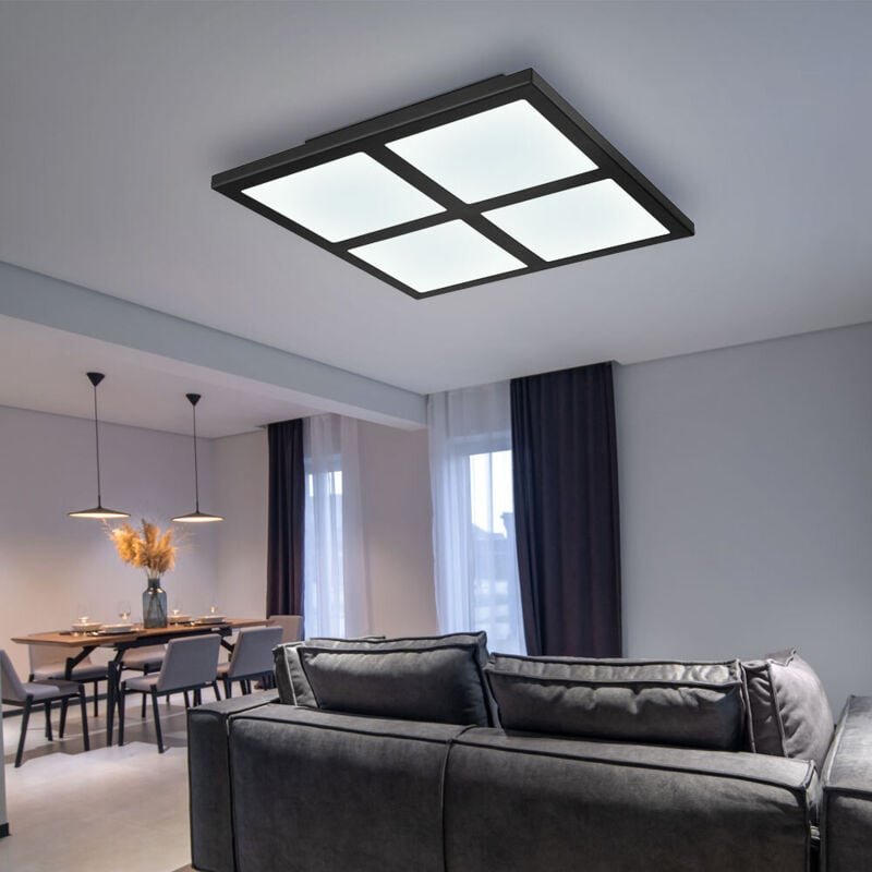 Deckenleuchte Wohnzimmerlampe Esszimmerleuchte Deckenlampe Schlafzimmerleuchte, Metall Acryl schwarz, Fernbedienung dimm...