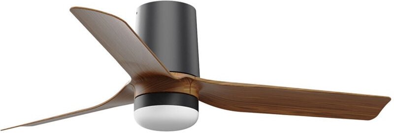 Faro Mini Punt Tub Kleiner Deckenventilator mit 3 Flügeln, Mattschwarz, Walnuss, mit Licht 2700 – 4000 – 6000 k, Wiz Sma...