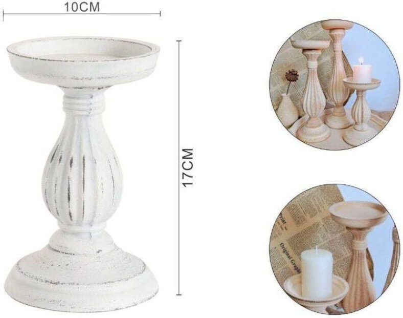 Trade Shop Traesio - Trade Shop - Kerzenleuchter, Vintage-Effekt, weißer Kerzenhalter, Weihnachtsatmosphäre -