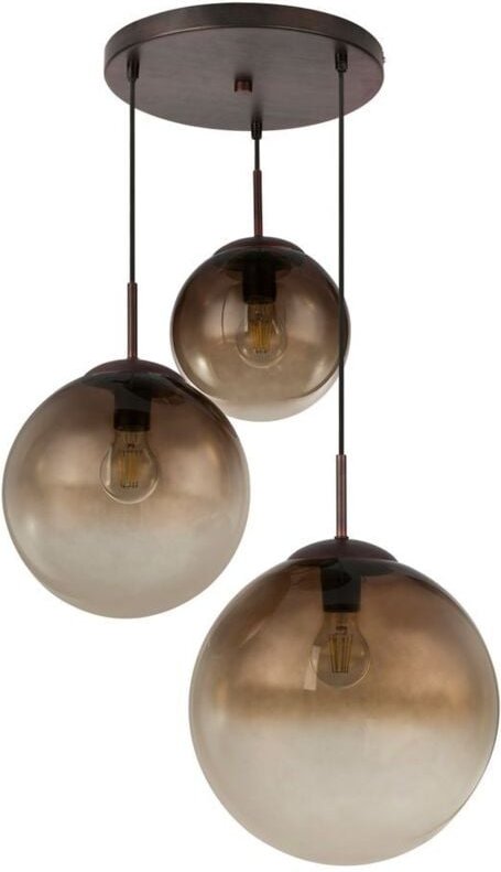 Pendelleuchte VARUS 3-flammig mit Glaskugeln aus Amberglas, Ø 51cm