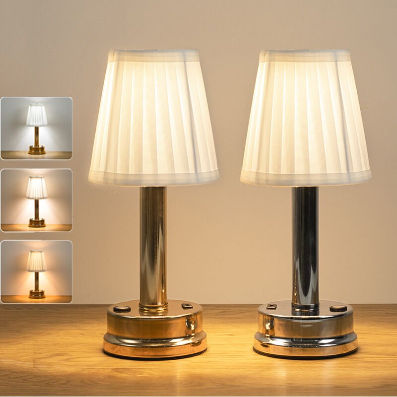 2 moderne kabellose Tischlampen, tragbare, dimmbare LED-Schreibtischlampe mit 3 Helligkeiten für Wohnzimmer, Nachttisch