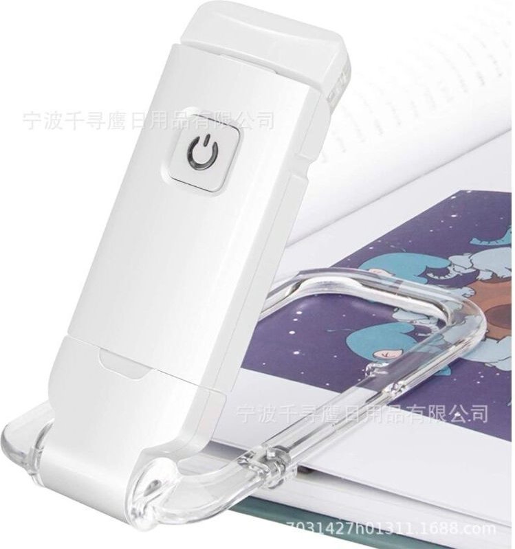Leselampe mit Buchklemme, wiederaufladbare USB-Leselampe zum Anklemmen am Bett, 3 Helligkeitsstufen