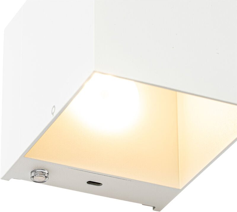 Thumbnail - Wandleuchte weiß inkl. LED und Touchdimmer wiederaufladbar - Joris