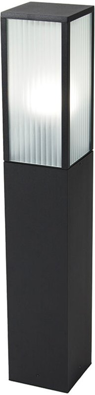 Qazqa - Smarte Steh-Außenleuchte schwarz mit geriffeltem Glas 80 cm inkl. wlan A60 - Charlois