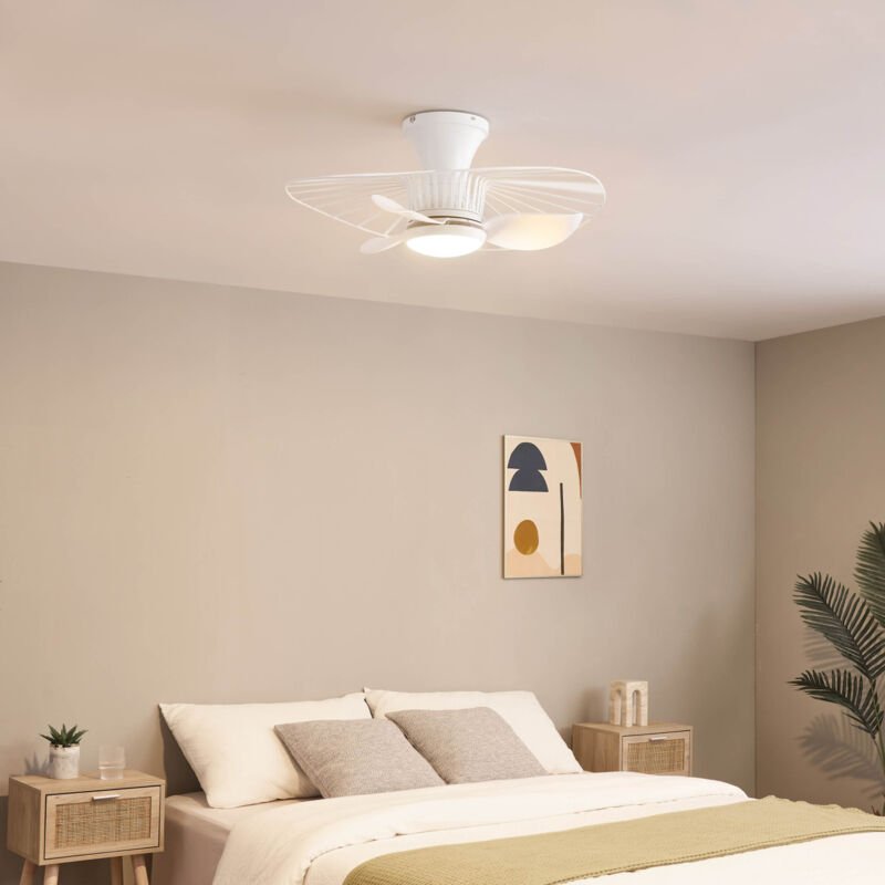 Kosilum - Dimmbarer weißer LED-Deckenventilator mit wechselbarer Farbtemperatur 66 cm - Melvin