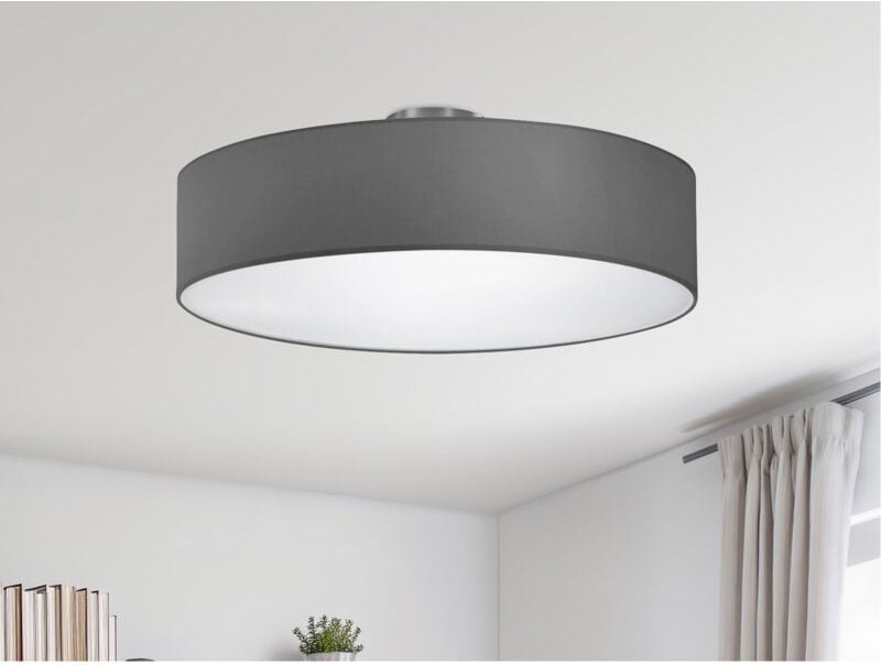 Thumbnail - Trio - Runde Deckenleuchte hotel mit Stoffschirm in Grau, ø 50cm