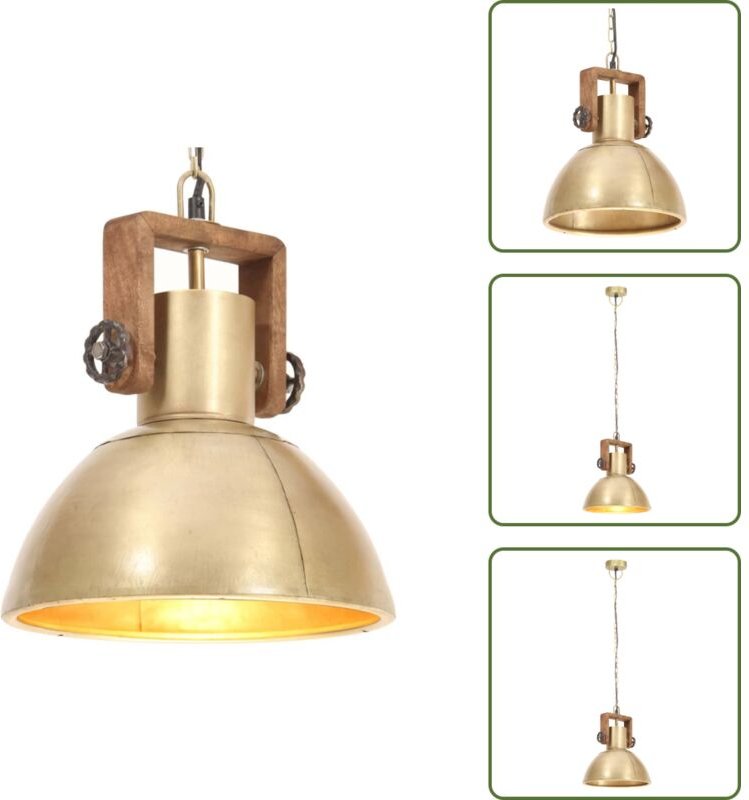 The Living Store Hängelampe Industriestil 25 W Messing Rund 30 cm E27 - Messing Lampe