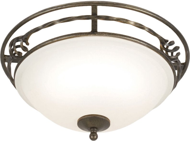 Elstead - Pembroke - 2 Light Flush Deckenleuchte Schwarz, Gold, E27