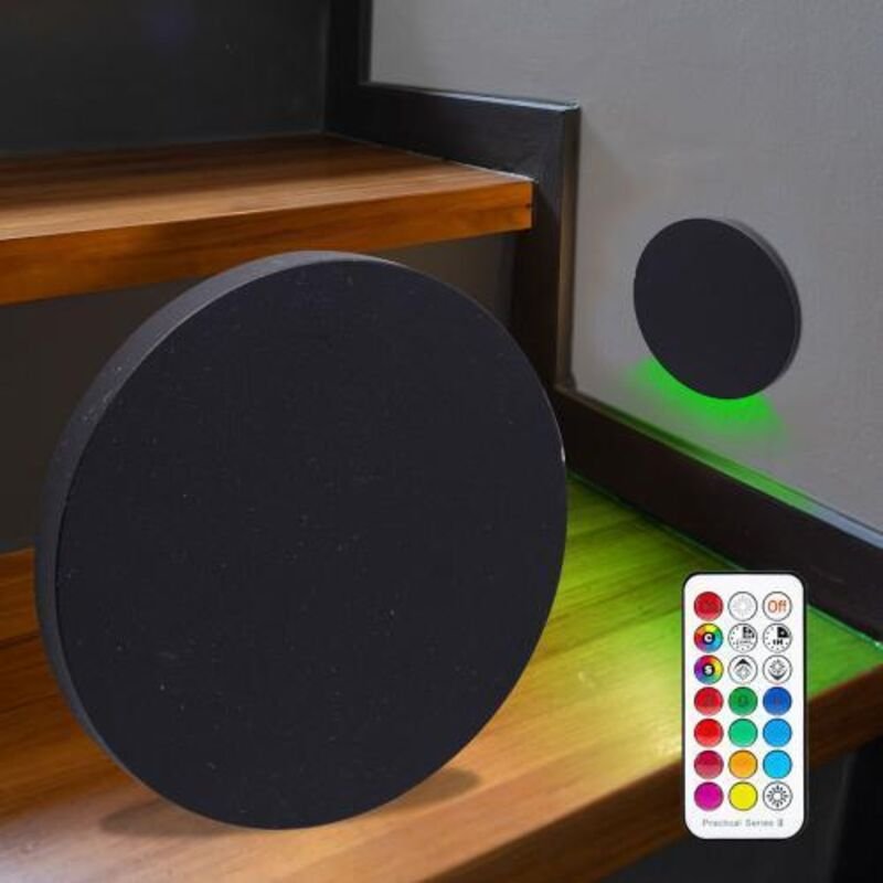 LED Wandeinbauleuchte 230V Treppenleuchte rund schwarz - Lichtfarbe: RGB Warmweiß 3W
