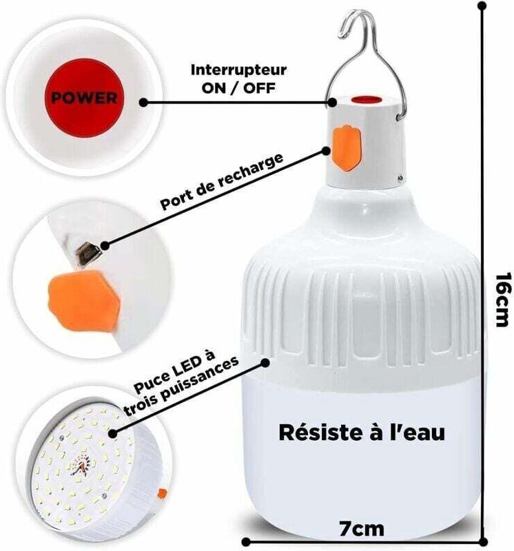 Wiederaufladbare Campinglaterne – 2er-Pack, 40 Watt, wiederaufladbar, 360° USB-Lampe, tragbare Hängelaterne für Camping,...