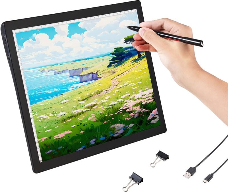 A4 LED-Leuchttafel, wiederaufladbar, 5-stufig dimmbar, tragbar für Künstler (schwarz) - Mophorn