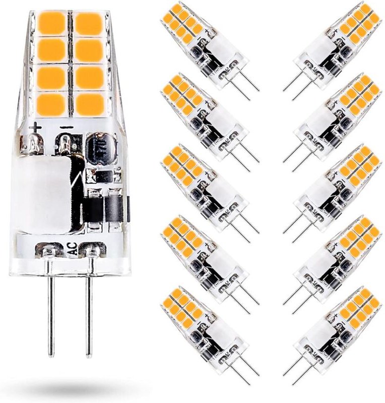 G4 12V LED-Lampe, 3000K Warmweiß, 3W (entspricht einer 35W G4 Halogenlampe), 300 Lumen, nicht dimmbar, 10er-Packung