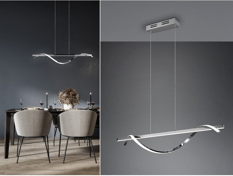 LED Pendelleuchte ISABEL Spirale in Chrom, 3 Stufen Dimmer, Breite 100cm