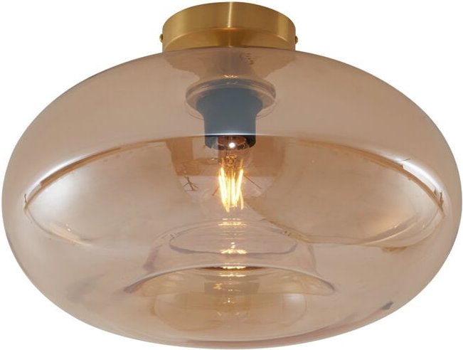 Art-Deco-Deckenleuchte Messing mit Bernsteinglas 40cm - Busa