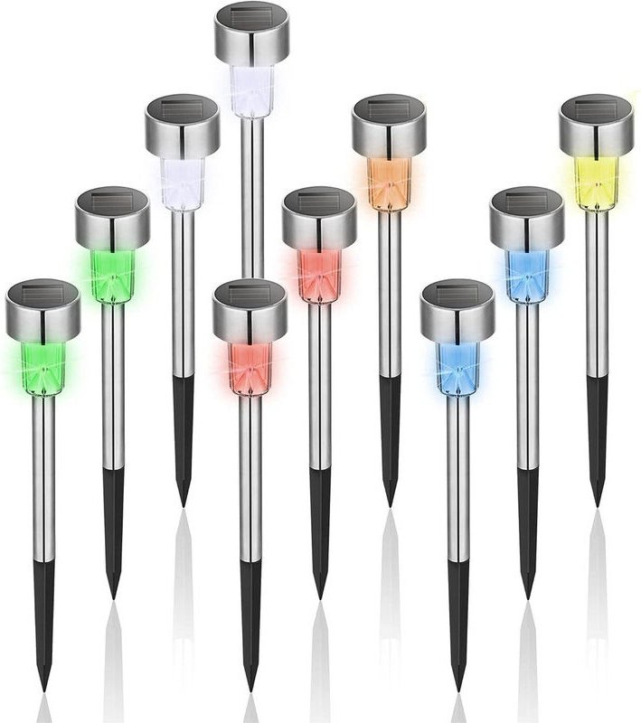 Solarleuchten für den Außenbereich, wasserdicht, 10er-Pack, LED-Solar-Gartenleuchten aus Edelstahl für Terrasse, Rasen, ...