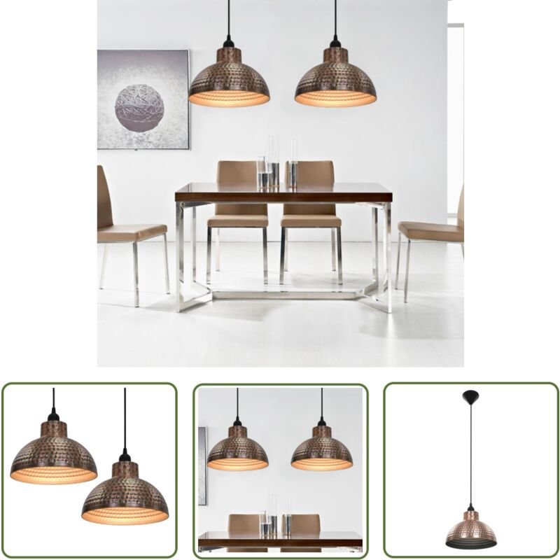 The Living Store - Deckenleuchten 2 stk halbkugelförmig kupferfarben - Kupferfarbene Deckenleuchte - Moderne Lampe - Met...