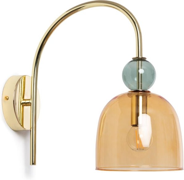 Wandleuchte Metall und Glas Baudelaire Bernstein / Grün