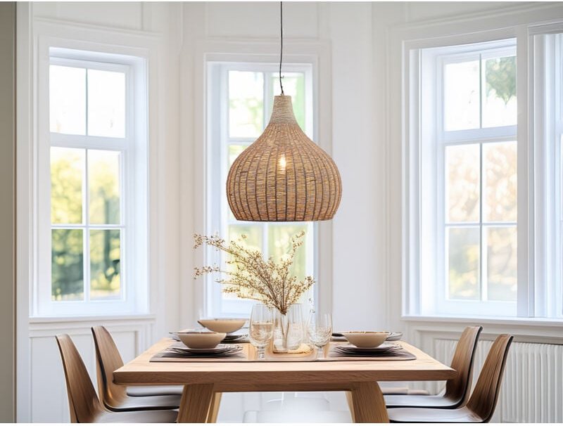 Thumbnail - Große Pendelleuchte JANNE 1-flammig mit Lampenschirm aus Jute, Ø 54cm