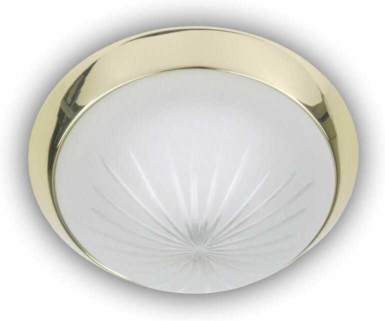 Niermann - led Deckenleuchte rund, Schliffglas satiniert, Dekorring Messing poliert, ø 25cm