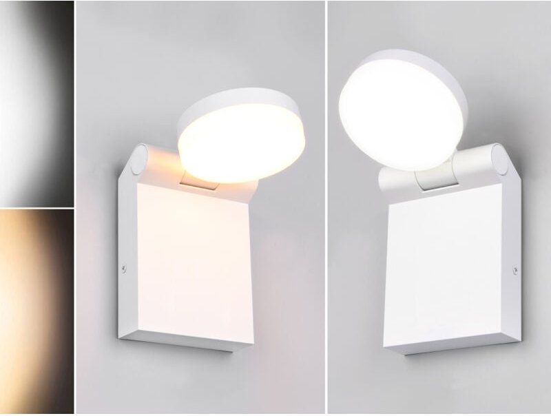 Meinewunschleuchte - 2er Set led Außenwandleuchten Höhe 19cm Leuchtenkopf einstellbar, Weiß