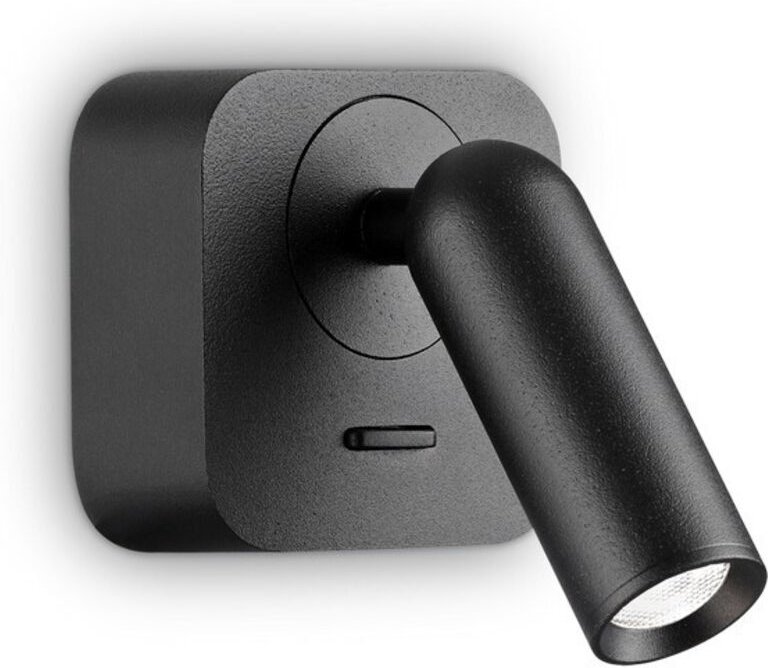 Ideal Lux - Dekorative quadratische LED-Leseleuchte Schwarz, 3000K 3,5W