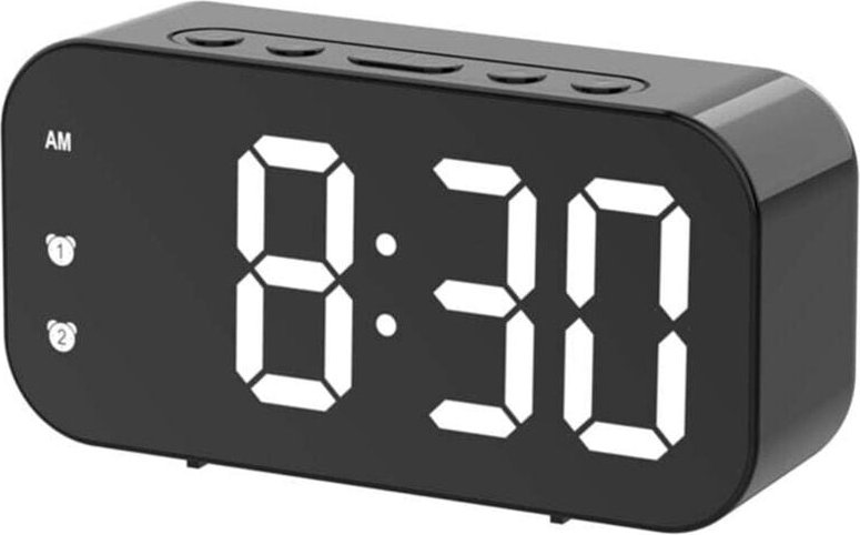 Digitaler Wecker mit einstellbarer Helligkeit fürs Schlafzimmer, schwarzer Steckerwecker