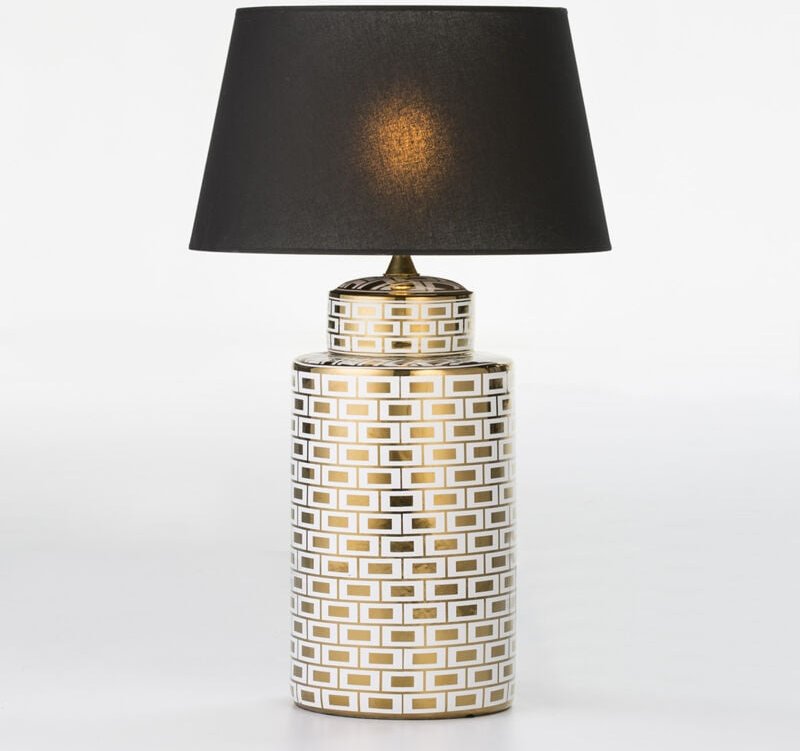 Tischlampe 23X23X51 Keramik Weiß/Gold Ohne Lampenschirm