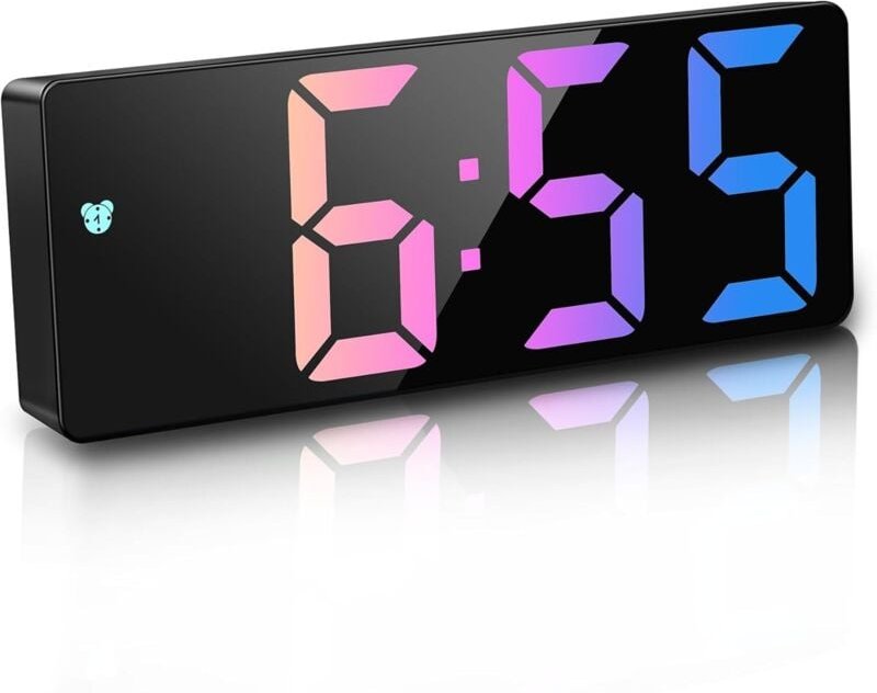 Digitaler Wecker für Schlafzimmer mit LED-Anzeige, dualer Stromversorgung, 12/24-Stunden-Format, einstellbarer Helligkei...