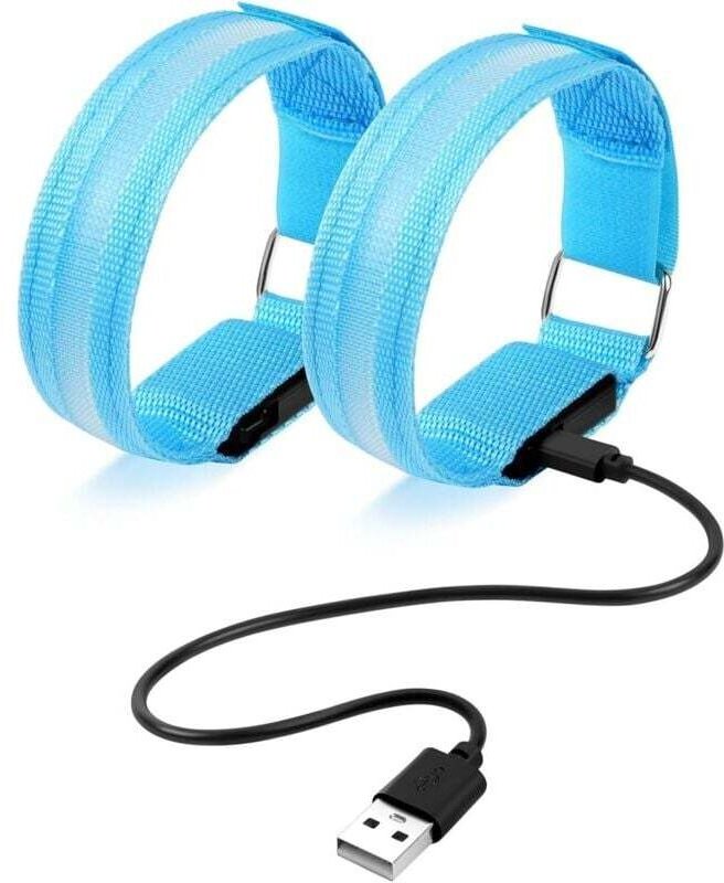 Stück wiederaufladbare LED-Armbänder mit USB-Anschluss, reflektierende LED-Laufarmbänder, verstellbare Sicherheitsarmbän...