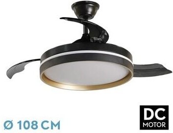 Thumbnail - Fabrilamp - dc 'Mandarin' dimmbarer Deckenventilator mit Fernbedienung (72W 3CCT 7200lm) schwarz und gold