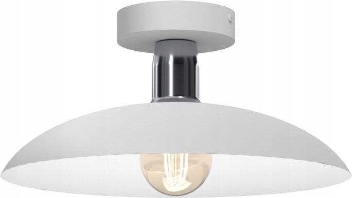 Deckenlampe, E27-Dachlampe, Weiß, Chrom, Lampenschirm aus Metall