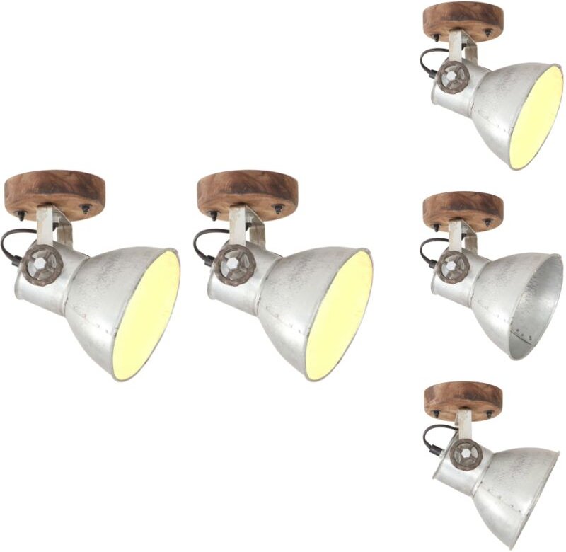 Lampen - Living Wand-/Deckenlampen Industriestil 2 Stk. Silbern 20x25 cm E27