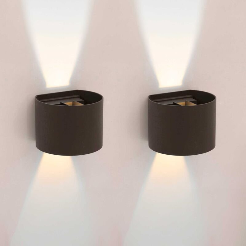 Forlight - Axis Round - 2 Apliques de pared Iluminación led Exterior para Terrazas, Jardines y Balcones on/off 3000K en ...