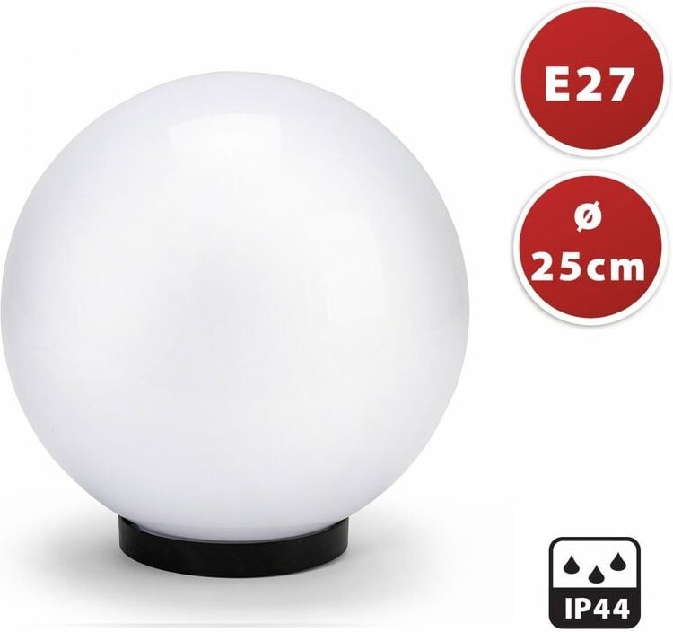Velamp - SPH250 apolux Kugel für den Außenbereich aus pmma 250 mm Attack E27 Weiß